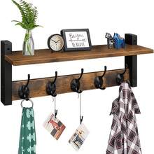 LOVEWE No-Assembly Industrial Perchero De Ropa - Wall-Mounted Towel Rack & Purse Rack, Sturdy Metal Rack For Clothes With Shelf For Hallway & Porch - 鏽棕色 - 查看 1
