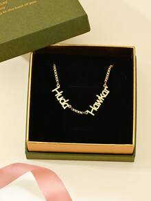 [Valentine's Day Selection] Personalized Customized Necklaces, Customized Text Necklaces, Multi Name Jewelry Necklaces, Customizable Multi Name Necklaces, Box Chains, Valentine's Day Gifts, Gold Stainless Steel Jewelry, Customization, Gift Box Style (Including High-End Gift Boxes That Can Be Given As Gifts), Gift Selection. - Selected Items - View 4