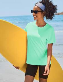 KEFITEVD Women's Short Sleeve T-Shirts UPF 50+ Sun Protection Quick Dry Athletic Running Workout Rash Guard Tops - verde menta - Ver 3