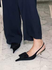 华丽尖头细高跟鞋，2026春季新款女士露跟花卉凉鞋，性感优雅 - 黑色 - 查看 4