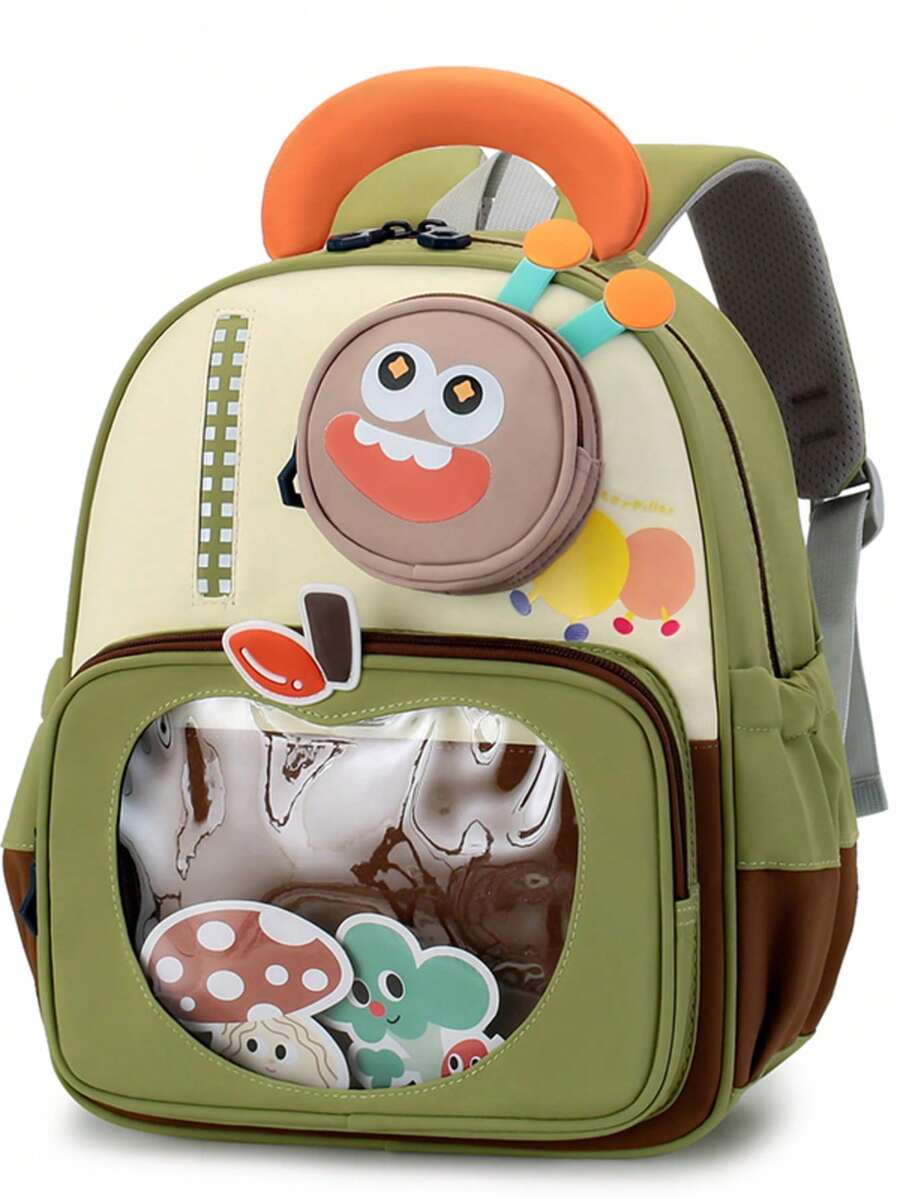 Cute Kindergarten Schoolbag Female Preschool Girl Ultra-Lightweight Burden Reduction Cartoon Fashion Spine Protection Backpack Back-To-School Season Handbag Bag 2025 Vintage Bag - Green - View 1