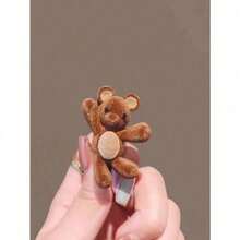 1Pc Cute Little Bear Hair Clip, Velvet Hair Clip, Women's New Style, Side Notch Clip, Girl's Heartbreak Hair Clip, Versatile Hair Clip Hair Accessory, Claw Clips, Hair Claws, Clips For Hair, Hair Slide, Hair Barrettes, School Stuff - 彩色 - 查看 2