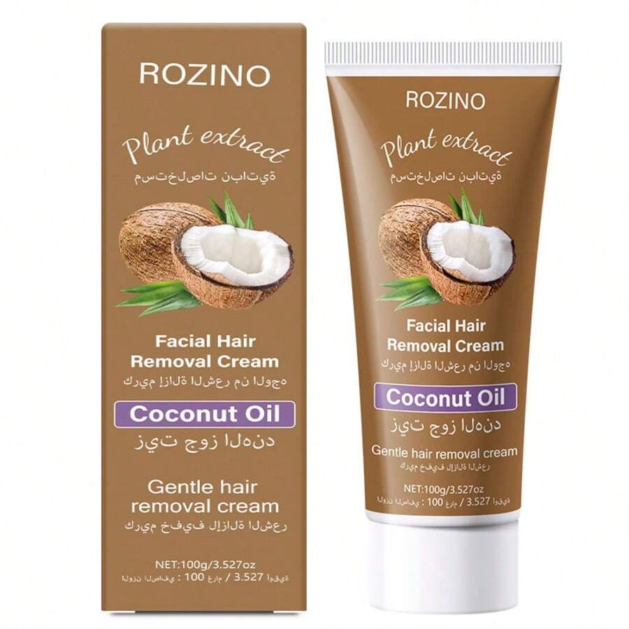 ROZINO Hair Removal Cream With Nourishing Coconut Oil - Gentle, Effective Face & Body Hair Remover For Men And Women - Smooth Texture Formula For Easy Application On Legs, Underarms, Chest & Hands - Refreshing, Non-Irritating Hair Removal Treatment, 100g/3.527oz - F-097 - 查看 1
