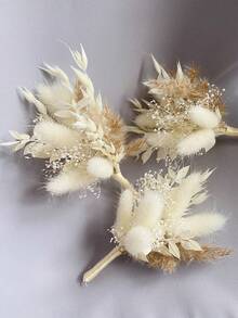 1/2/6/12pcs Bohemian Style Mini Dried Flower Bouquet | Small Vase Floral Arrangement | Desktop Decor | Mailbox Gift - Beige - View 7