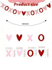 2/4件装情人节XOXO横幅 - 红色和粉色调，派对装饰XOXO DIY三角旗花环，毛毡材质，拥抱和亲吻情人节装饰，情人节XOXO装饰，心形挂饰，婚礼订婚新娘礼物派对装饰，家居氛围装饰 - 彩色 - 查看 5