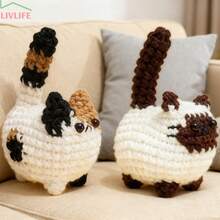 2pcs Crochet Maneki-Neko (Lucky Cat) Set | Complete Beginner Crochet Kit With Yarn, Hooks And Instructions | DIY Lucky Cat Keychain Pendant, Unique Christmas Gift Idea, Bag Charm - White - View 6