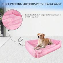 Machine Washable Calming Soft Plush Pet Dog Cat Bed With Non-Slip Bottom Medium - Pink - View 5