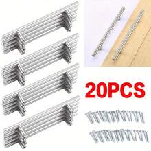 20pcs Kitchen Cupboard Cabinet T-Bar Door Handle Brushed Stainless Steel Silvery, Cabinet Hardware, Furniture Handles, Modern Cabinet Pulls, Minimalist Handles, Highquality Metal, Durable Hardware, Tshaped Handles, Draw Knob Bar Furniture Door Kit, Drawers - Cabinet Door Hardware - 20 PCS - View 2
