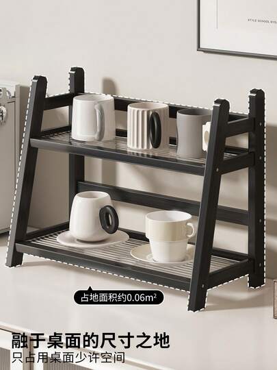 竹制亚克力多层置物架 - 复古风格，适用于客厅、卧室、办公室和厨房，节省空间，安装简便