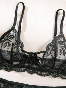 Women Bra And Panty Sets - 黑色 - 查看 4