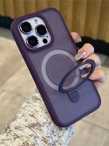 DECOPHONE 1 透明磨砂隐形指环支架手机壳，兼容苹果 17/15/14/13/12/11 Pro Plus Max，支持无线充电，包含玻璃镜头盖和保护膜，防水、防震、防摔、防刮擦。 - 紫色 - 查看 1