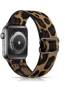 1pc Leopard Print Elastic Fabric Watch Band, Suitable For 38/40/41/42/44/45/49mm Ultra/SE/8/7/6/5/4/3/2/1, Unisex