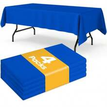 4 Packs Blue Disposable Table Cloth, 54 X 108 Inch Waterproof Plastic Tablecloth,Table Covers For Picnic, Birthday, Party, Valentine's Day - 藍色 - 查看 4