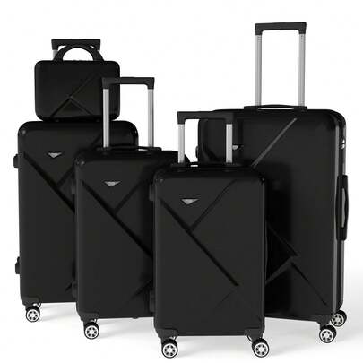 YSTYLE 5-Piece Suitcase Available In Different Colors Made Of ABS Material, With Combination Lock, Silent Universal Wheels, Adjustable Trolley Length, Suitable For Travel, Business Trip, Student Storage