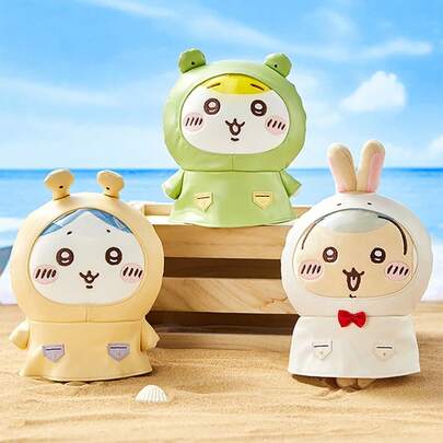 Miniso 千川系列8件套夏季雨衣毛绒玩具，短毛绒和仿皮材质，雨衣细节设计，适合桌面/夏季装饰，可爱毛绒娃娃（1个）