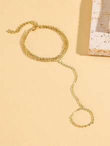 1条时尚简约多层链条设计手链，适合女性日常佩戴、约会、夏季海滩、情人节礼物 - 金色 - 查看 5