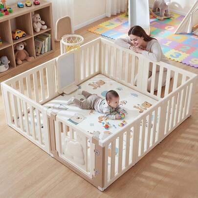 SUN YEE Kids Playpen 10 Panels Baby Safety Gate With Drawing Whiteboard