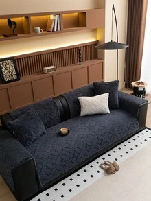 Luxurious Plush Sofa Cover - Thick, Warm & Non-Slip Couch Protector For Living Room, Office, Bedroom Decor - Machine Washable, Fits Single To Four Seater Sofas - Dark Grey - View 3