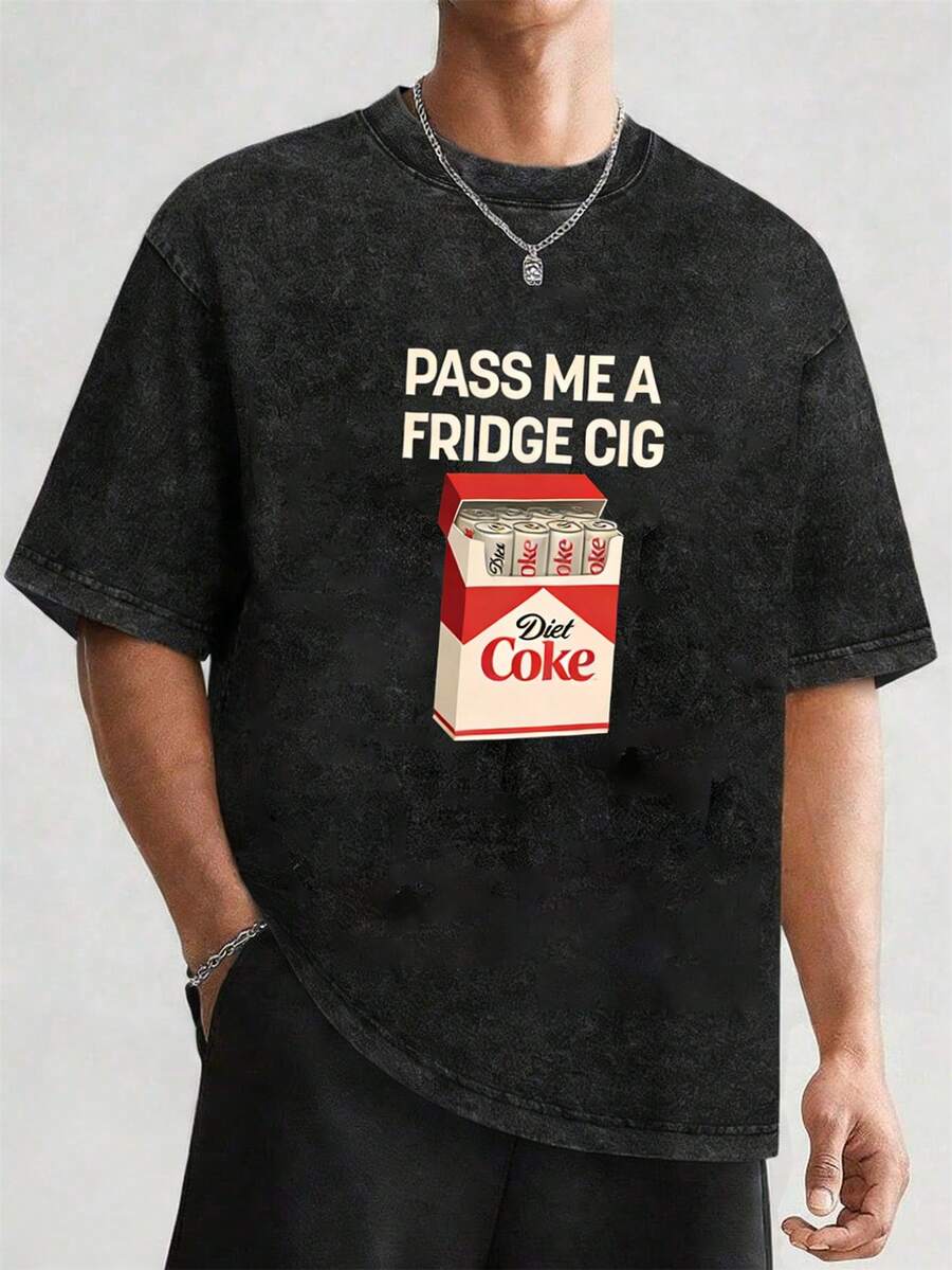 Men's T-Shirts Passme A Fridge CIG T-Shirt, Dietcoke Lovershshirt, Beverly Humorshirt, Retrosoda Drink Shirt, Quick Caffeine Addict Tee. - 黑色 - 查看 1