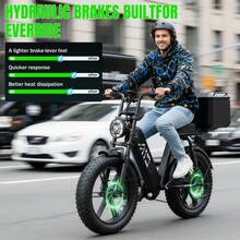 TST Electric Bike For Adults, 749W Peak Motor Ebike With 48V 15Ah Built-In Battery, 50-60 Miles Range 27.9 MPH Electric Bike, 20" Fat Tire E Bike With Rear Seat, Footrest - màu đen - Xem 2