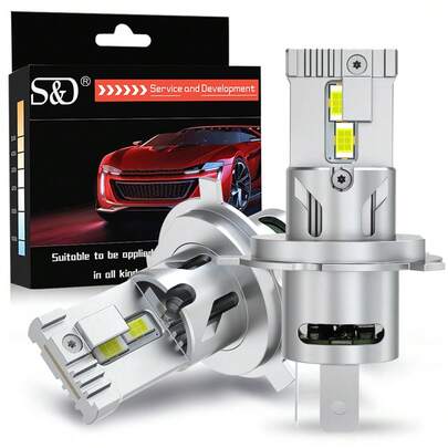  S&D H4 LED 车头灯 CANBUS 灯泡 90W 25000LM LED 灯泡 7035 芯片 带风扇涡轮增压灯 汽车远近光灯 6500K