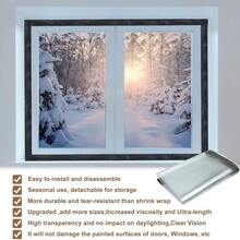Adjustable Window Insulation Kit For Winter Heavy Duty Plastic Insulated Window Cover Sealer Reusable Clear Thicken Insulation Wrap Transparent Film With Hook And Loop Tape For Winterizing 48'' X 63'' - 48''x63'' - Xem 4