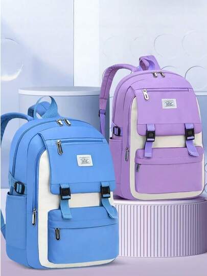 1pc Girls Backpack, Ultra-Light Reducing Burden Backpack, Student Schoolbag With Adjustable Shoulder Straps And Zipper Closure, Ultra-Light Waterproof, Fashion Sweet Fresh Style, Designed For School, Travel, Camping, Large Capacity Backpack, Best Gift For Halloween, Christmas, Back To School Or Birthday.