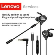Lenovo Wired Gaming Earphones, In-Ear Headphones With Dual Microphones, Compatible With Smartphones, Laptops, Computers, Type-C Port