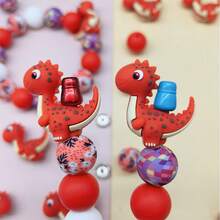 25/42/64颗3D恐龙及恐龙蛋系列硅胶珠套装 - 粉色、红色、蓝色、绿色恐龙及恐龙蛋造型设计 - 可爱动物造型珠子 - 非常适合DIY制作钥匙扣、项链、手链、装饰笔、珠宝和吊坠 - 适合作为节日和生日礼物 - 恐龍系列 - 查看 8
