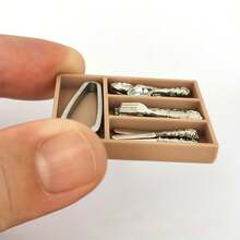 1:12 Scale Realistic Miniature Cutlery Set + Storage Box Combo Model, Exquisite Decor For Miniature Restaurant, Cafe, Collectible Micro Model - Multicolor - View 2