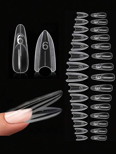 60 piezas Molde de extensión de uñas, Molde de extensión de doble capa tipo sándwich, 30 piezas de molde superior + 30 piezas de molde inferior, 15 tamaños, adecuado para uñas acrílicas, uñas de gel, pegatinas para uñas, con líneas guía, para extender las uñas de gel