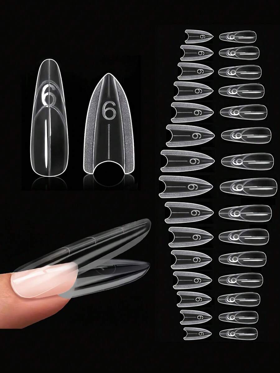 60pcs Nail Extension Mold, Sandwich-Style Double-Layer Extension Mold, 30pcs Upper Mold + 30pcs Lower Mold, 15 Sizes, Suitable For Acrylic Nails, Gel Nails, Nail Stickers, With Guiding Lines, For Extending Gel Nails - Multicolor - View 1