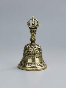 1pc Handcrafted Bronze Bell With Striking Handle, Exquisite Craftsmanship Producing Melodious Sound, Suitable For Church, Wedding, School And Various Celebration Occasions - Multicolor - View 3