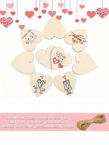 20 Stücke unfertige Holz-Herzform DIY Maldekorationen, kleine Herz Deko geeignet für DIY Malerei, Hochzeit, Hausparty, Feiertags-Anhänger, Hängedekoration, Oster-Frühlingsparty, Bauernhaus Gartendekoration, Heim-Themenparty, Geschenkanhänger - Verschiedenfarbig - Übersicht 2