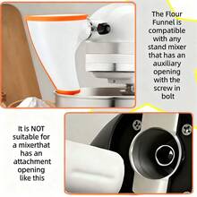 Flour Funnel For Kitchen Aid Mixer,New Flour Funnel-Stand Mixer For Kitchen Aid Artisan Ksm150 5-Quart Tilt-Head Stand Mixer,For Egg Liquid And Both Flour,Enables Guided Pouring (White) - Multicolor - View 8