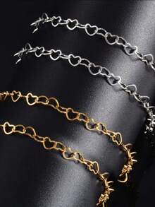 1米/2米18K镀金空心心形链，适合DIY手链/项链/脚链装饰链饰品制作 - 銠色 - 查看 4