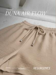 Women's Loose-Fitting High-Waisted Shorts With Elastic Waist, Comfortable, Duna Fabric, Casual, Chic, Everyday, Lightweight, Basic, Blogger Style, Knit Fabric, Faux Drawstring, Women's Fashion, Home, Beach, Vacation, Diary, Brunch, Travel, Spring, Summer - 紅木色 - 查看 4