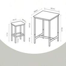 Bar Table And Stools Set Of 3, High Kitchen Table With 2 Bar Chairs, Dining Room, Space Saving For Breakfast, Rustic Brown And Black - Rustic Brown - View 11