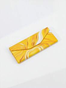 1个女士可折叠三角形3D彩绘时尚便捷眼镜/太阳镜盒 - 黃色 - 查看 2