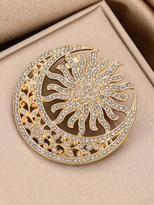 1枚日月胸针，高端男女通用胸针，防滑翻领别针，优雅别致的西装配饰 - 彩色 - 查看 5