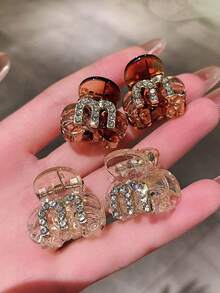 4/6pcs Mini Crystal Embellished Hair Clips, Practical & Stylish, Elegant & Versatile M-Shaped Hair Accessories - Multicolor - View 13