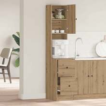 vidaXL Buffet de cuisine avec tiroir Chêne artisanal 32 x 50 x 180 cm - Tabac - Voir 4