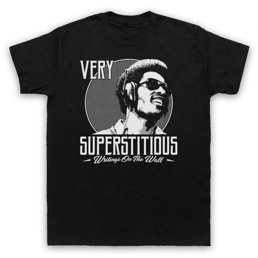 de Verano Caliente STEVIE WONDER SOUL SUPERSTITIOUS Camiseta de Manga Corta de Jazz - Negro - Ver 1