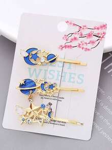 6PCS Girl Hair Accessories Cute Hair Clips, Star/Moon Hairpin, Starry Hairpin, Sweet Girl's Bang Clip, Moon And Star Clip, One-Word Clip, Hair Clip, Girls Hair Accessories, Headwear,Best Gift - Multicolor - View 10