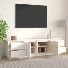 vidaXL Mueble TV blanco 176x37x47,5 cm madera de pin macizo - Blanco - Ver 3
