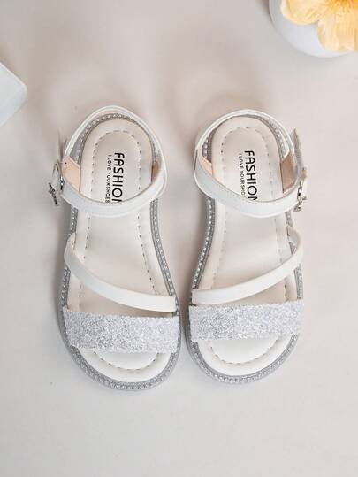 New Summer Fashion Sandals, Rhinestone Princess Sandals, Hook And Loop Open Toe Sandals, Soft & Comfortable Baby Shoes