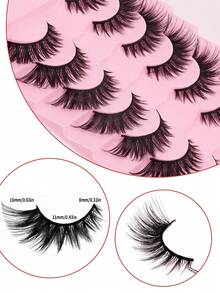 Seven Pairs Of False Eyelashes, Soft And Natural Style, Cat-Eye False Eyelashes With Waterproof Fox Fur, Fluffy Wing-Shaped Eyelashes, Natural Makeup Effect, Cross-Line Long Full-Length Style, Suitable For Daily Makeup And Party Styling. - Cat Eye Lashes - View 4