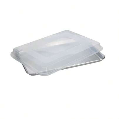 Aluminum Commercial Bakers Quarter Sheet With Lid 9 Inches X 13 Inches Silver
