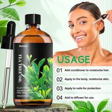AURANY Tea Tree Essential Oil, Tea Tree Oil Multipurpose Body Massage Oil, Natural Moisturizing Oil For Skin Care And Relaxing Shower Use, Lightweight Non-Greasy Formula For Face And Body, Suitable For All Skin Types, Daily Care Essential Oil, 30ml / 100ml - Tasteless - View 5