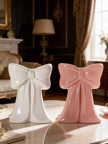 Minimalist Cute Bow Decor Ornament, Resin Bow Shaped Vase Decor, Suitable For Dining Table, Living Room Display, Bedroom Vanity, Wedding Table Decor, Desk Decor, Perfect Gift For Family And Friends - Multicolor - View 2